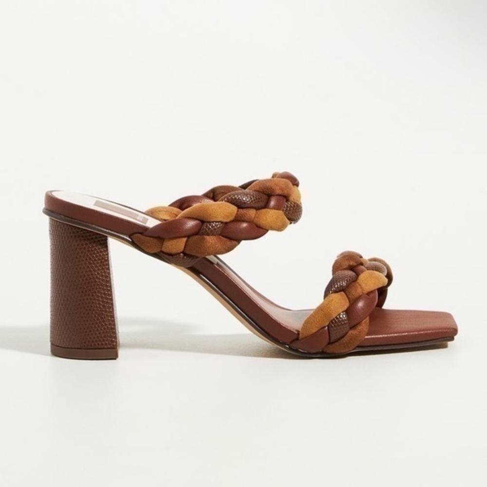 Anthropologie X Dolce Vita Braided Heel Slide Sandal Brown Retro Puffy Mule